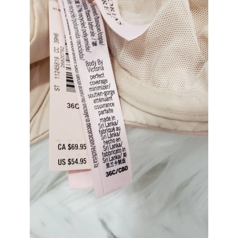 NEW 36C Victoria's Secret Body by Victoria Invisible Lift Minimizer Bra BEIGE
